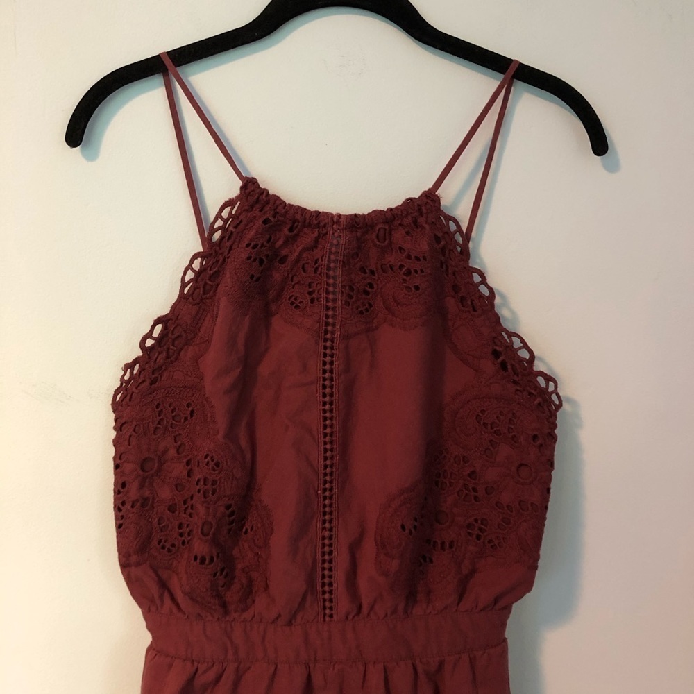 American Eagle Red Laced Halter Sleeveless Romper Size Small - Picture 2 of 11
